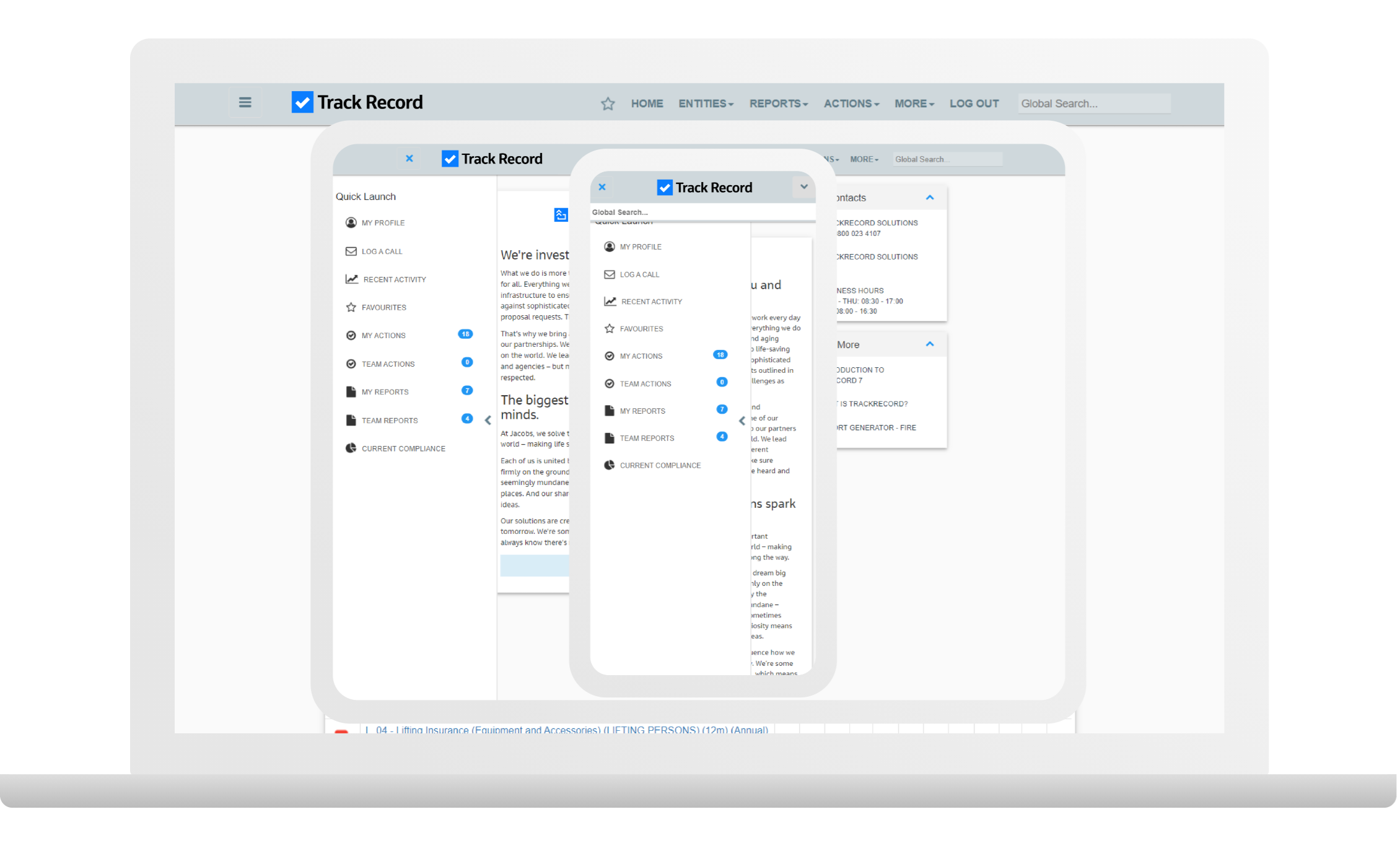 Track Record personalised UI